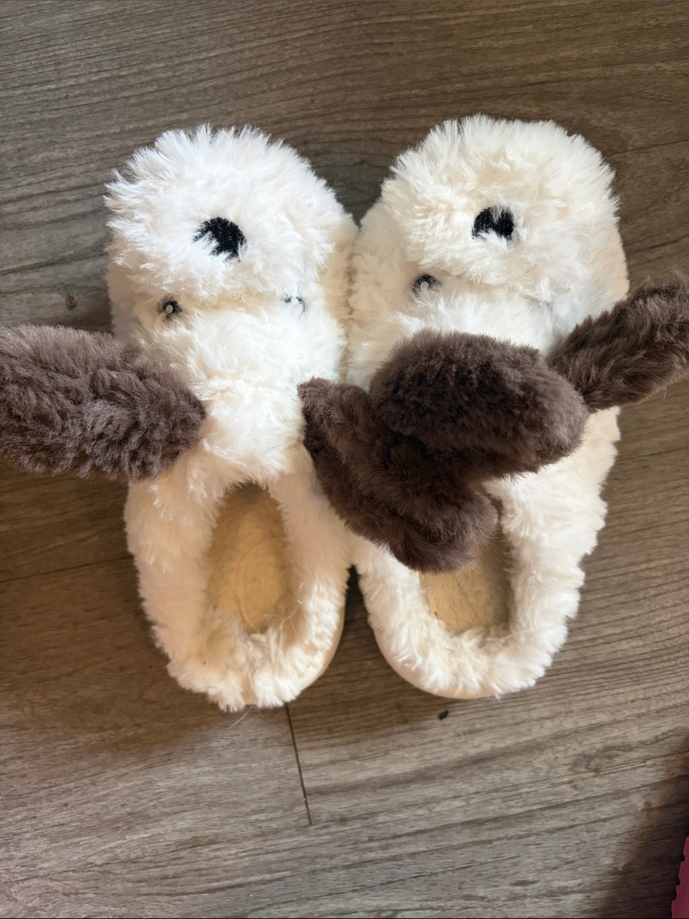 Plush White and BrownCozy Slippers